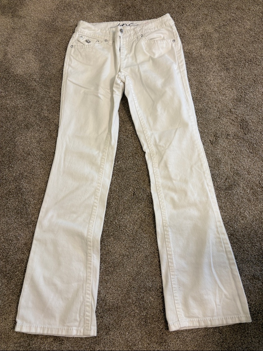 Women's INC White Regular Fit Boot Leg Jeans, sz 4 - Picture 5 of 7